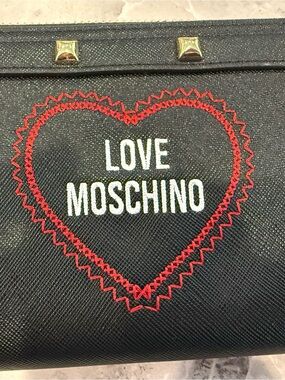 Love Moschino Black Wallet with Red Heart and White Logo